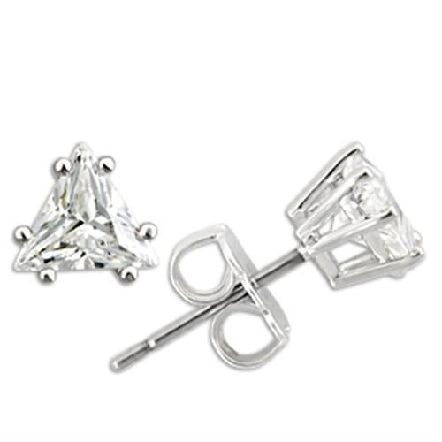 Rhodium Plated 925 Sterling Silver AAA CZ Stud Earrings – 6mm Clear Stone