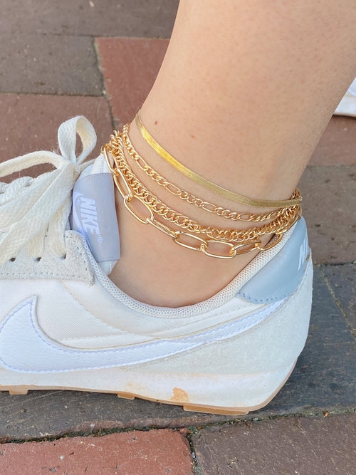 Gold Plated Chain Anklet Set of 4 – Layerable, Lead & Nickel Free