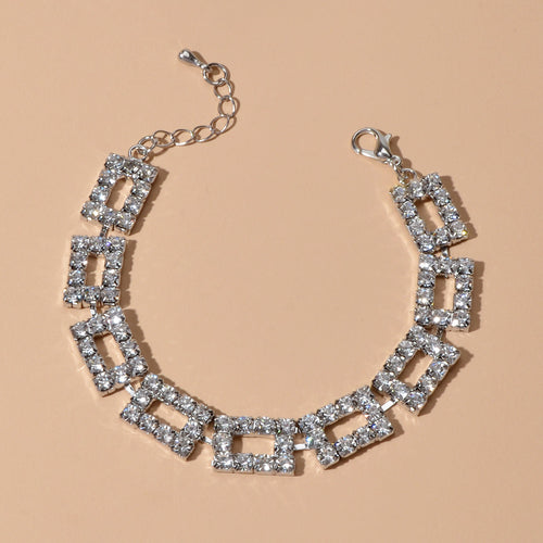 Simulated Cubic Zirconia Tennis Bracelet – Silver & Gold, 18–21cm Adjustable