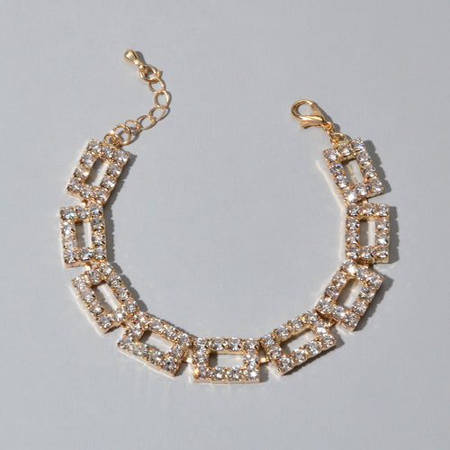 Simulated Cubic Zirconia Tennis Bracelet – Silver & Gold, 18–21cm Adjustable