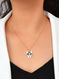 Gold Link Chain Necklace with Black & White Enamel Dog Charm – 43.5–49cm