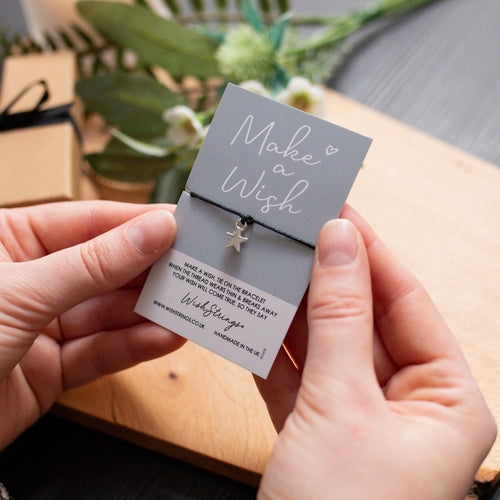 Handmade Wish Bracelet with Charm & Gift Card – Wax Cord Friendship Bracelet
