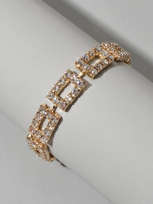 Simulated Cubic Zirconia Tennis Bracelet – Silver & Gold, 18–21cm Adjustable