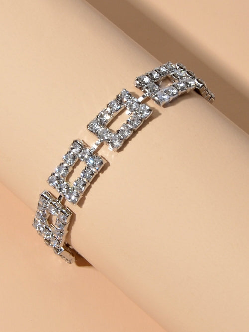 Simulated Cubic Zirconia Tennis Bracelet – Silver & Gold, 18–21cm Adjustable