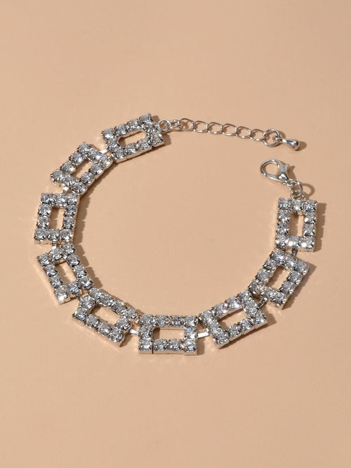 Simulated Cubic Zirconia Tennis Bracelet – Silver & Gold, 18–21cm Adjustable