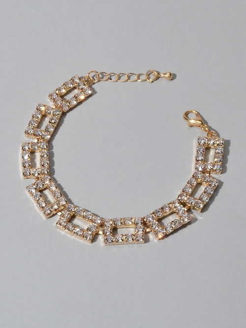 Simulated Cubic Zirconia Tennis Bracelet – Silver & Gold, 18–21cm Adjustable