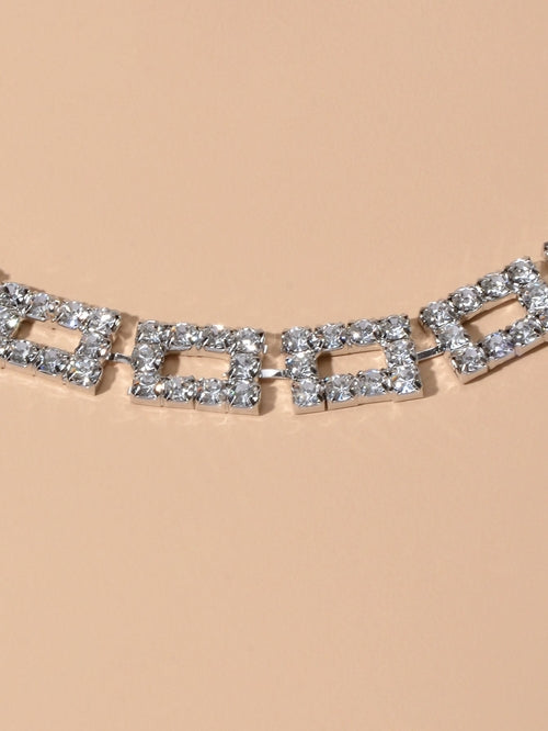 Simulated Cubic Zirconia Tennis Bracelet – Silver & Gold, 18–21cm Adjustable