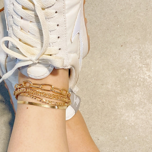 Gold Plated Chain Anklet Set of 4 – Layerable, Lead & Nickel Free
