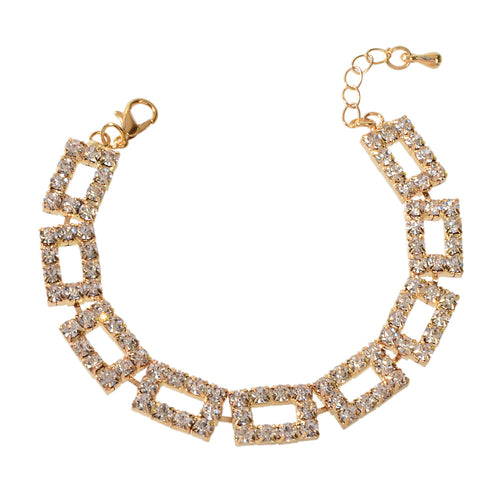 Simulated Cubic Zirconia Tennis Bracelet – Silver & Gold, 18–21cm Adjustable