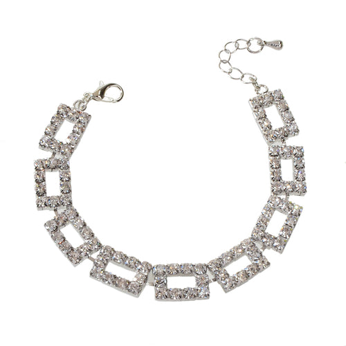 Simulated Cubic Zirconia Tennis Bracelet – Silver & Gold, 18–21cm Adjustable