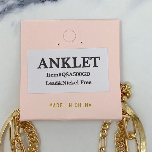 Gold Plated Chain Anklet Set of 4 – Layerable, Lead & Nickel Free