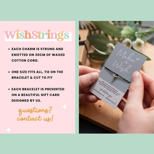 Handmade Wish Bracelet with Charm & Gift Card – Wax Cord Friendship Bracelet